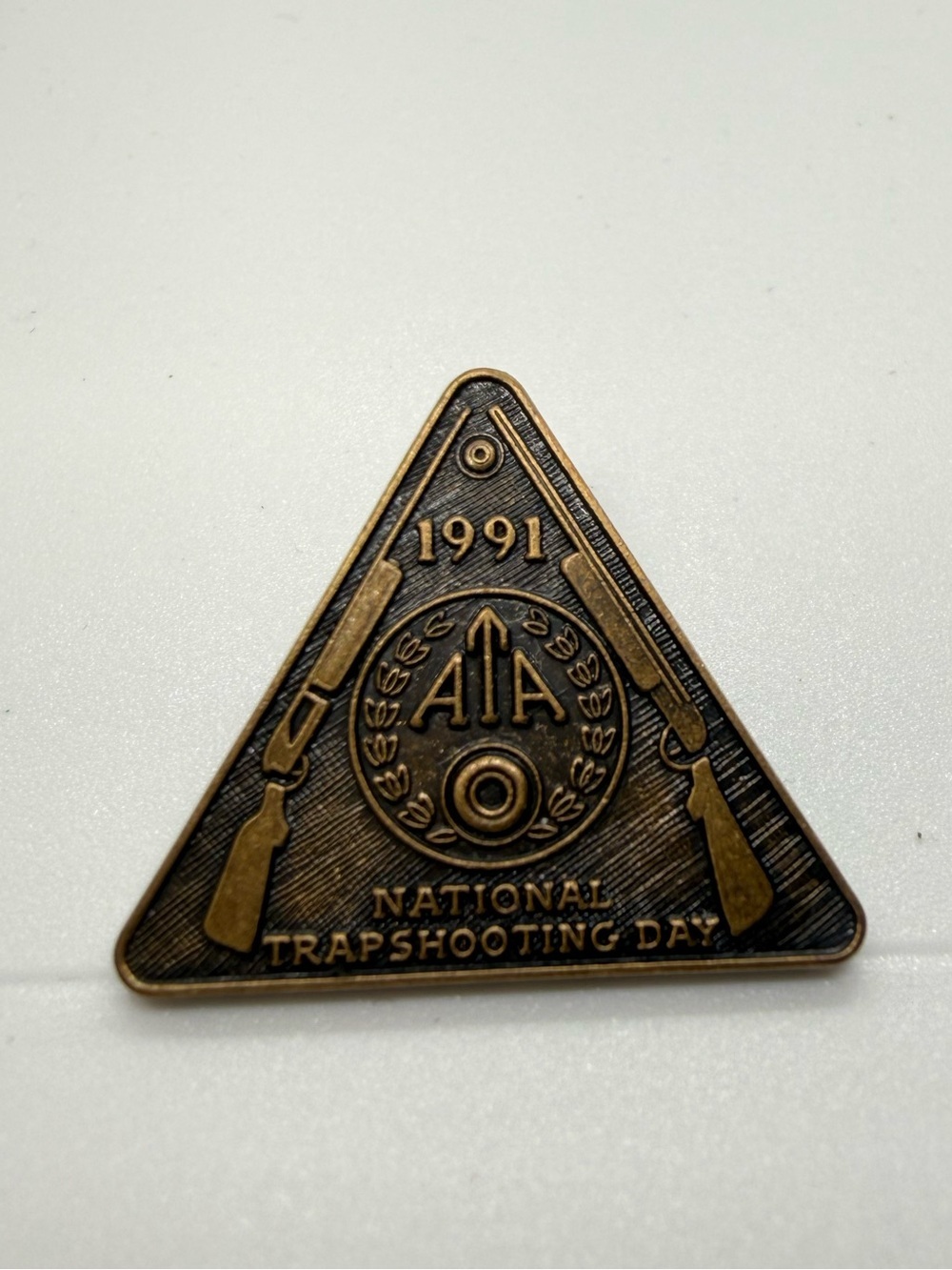 Vintage 1991 ATA National Trapshooting Day Bronze Tone Pin